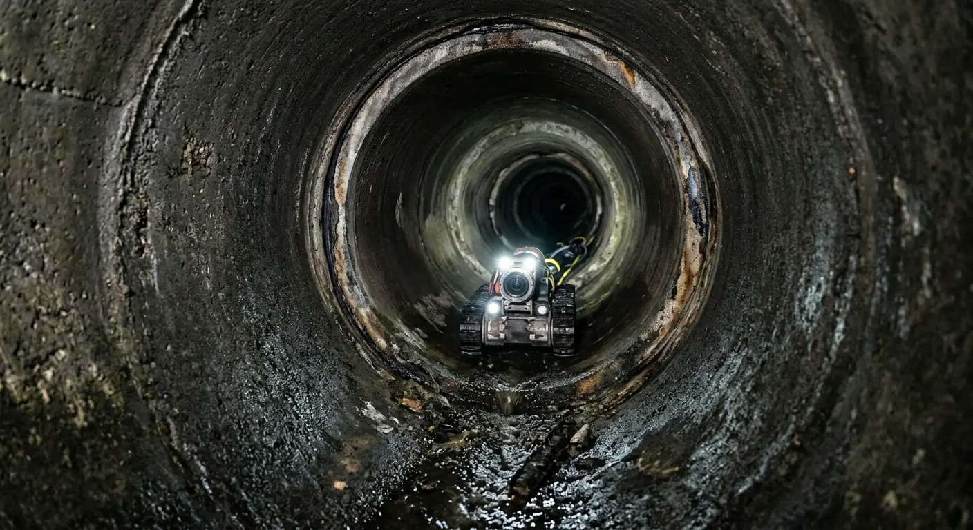 Robotic sewer camera inspecting pipe interior for Drain Snake Service in Watervliet